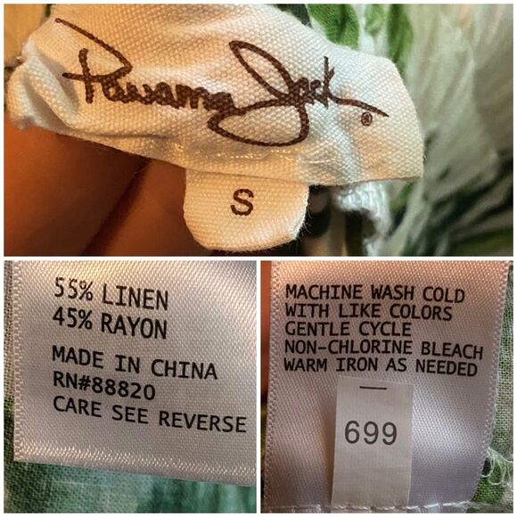 Panama Jack Linen Blend Pants Women’s Size S Wide Leg Tropical Pockets Green - Picture 10 of 10